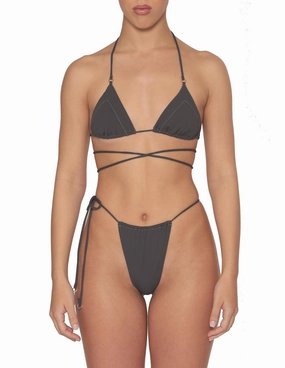 SWEPT AWAY BOTTOM | SLATE Bamboo Fiber Fabric Taped Neckline