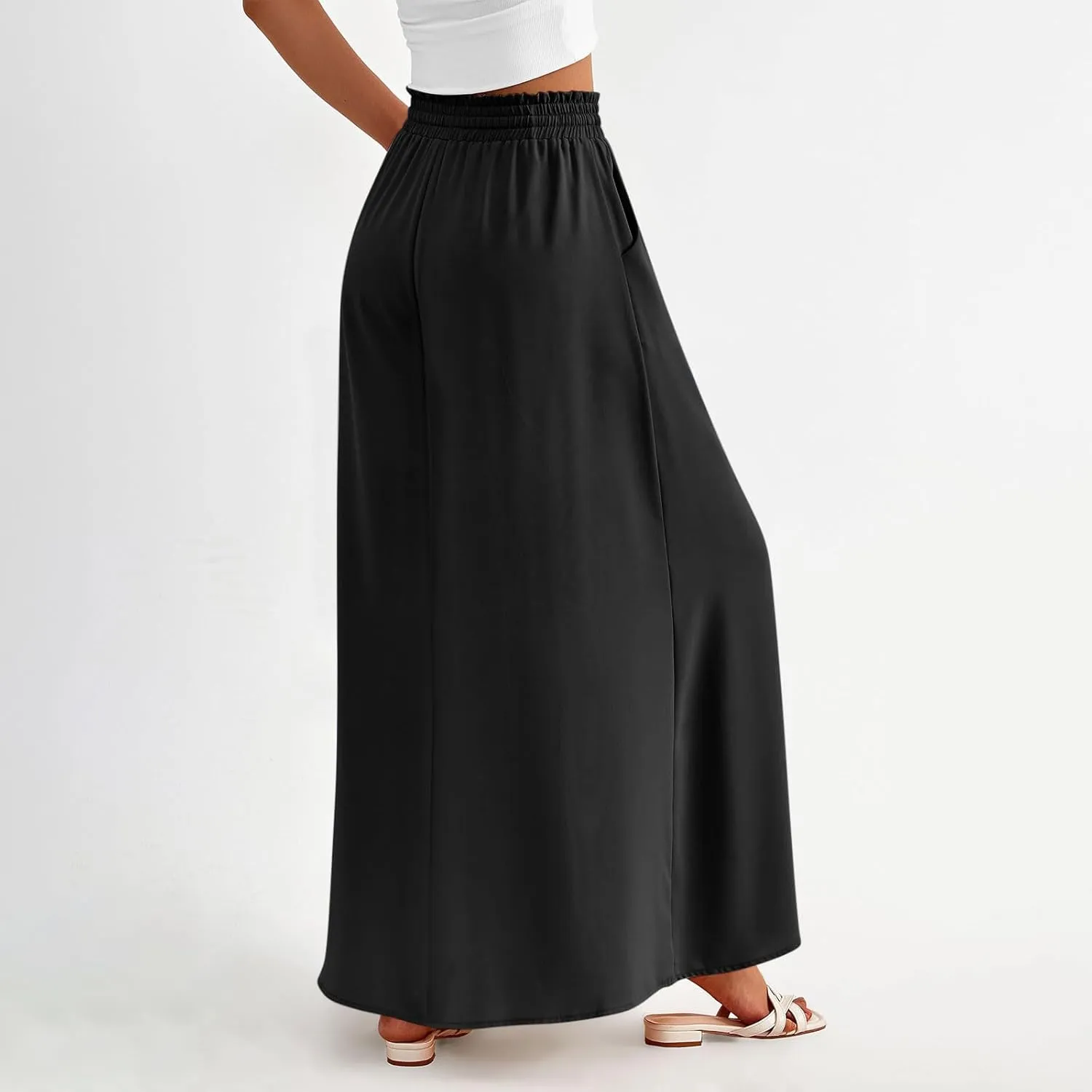 TANGNADE Summer Maxi Skirts for Women High Waisted Smocked Flowy Trendy Casual Swing Boho Beach Vacation Long Skirt