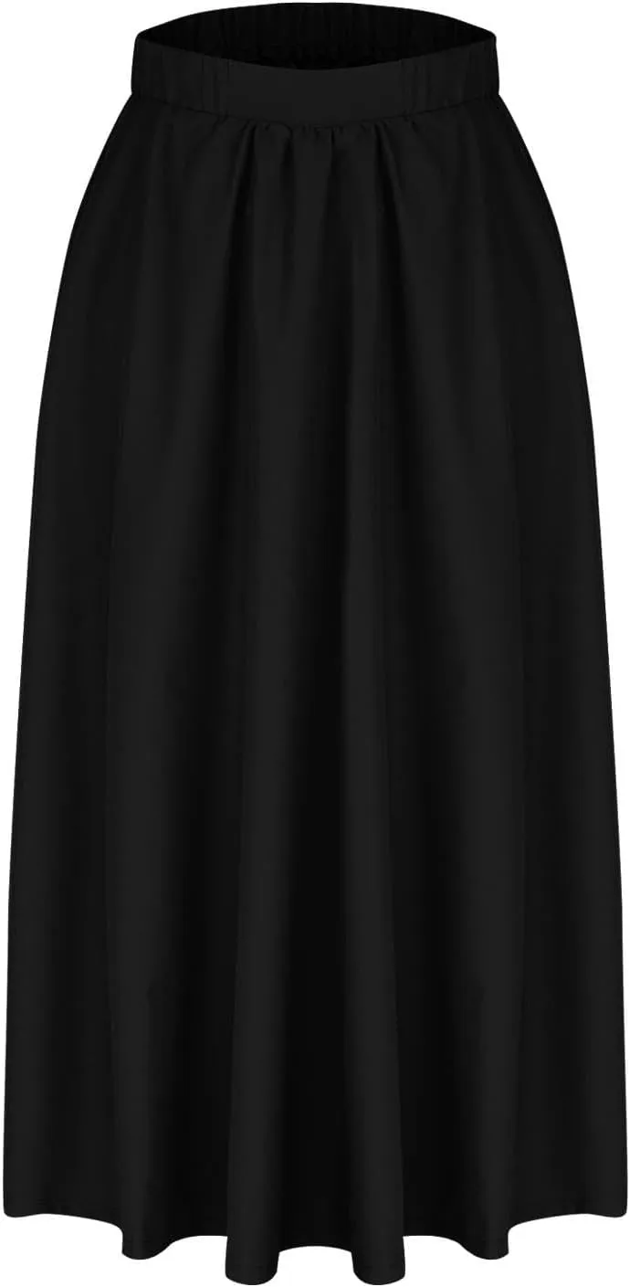 TANGNADE Womens Summer Skirts Casual Trendy High Waisted A Line Flowy Boho Midi Length Ladies Skirt Work Office Outfits