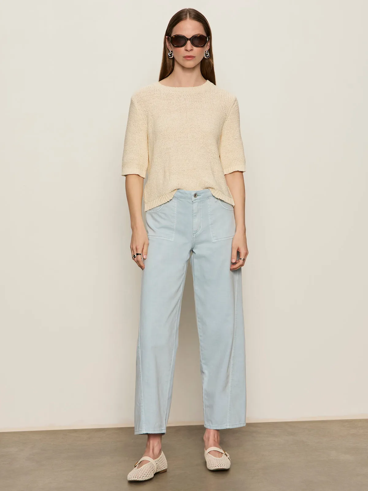 Soft and Stretchy Comfortable Layering Tape Yarn Tee Macrame