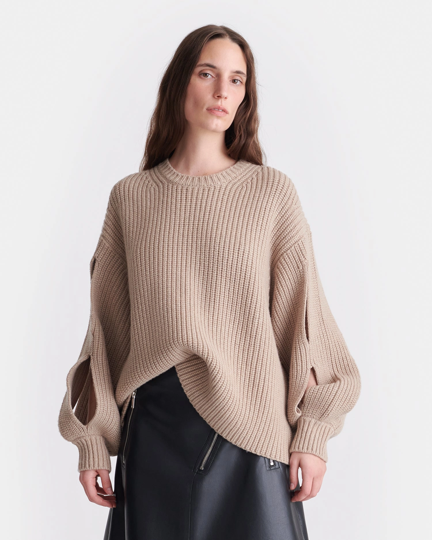 Jacint - Cashmere-Blend Sweater - Oatmeal Lattice Ventilation Weave