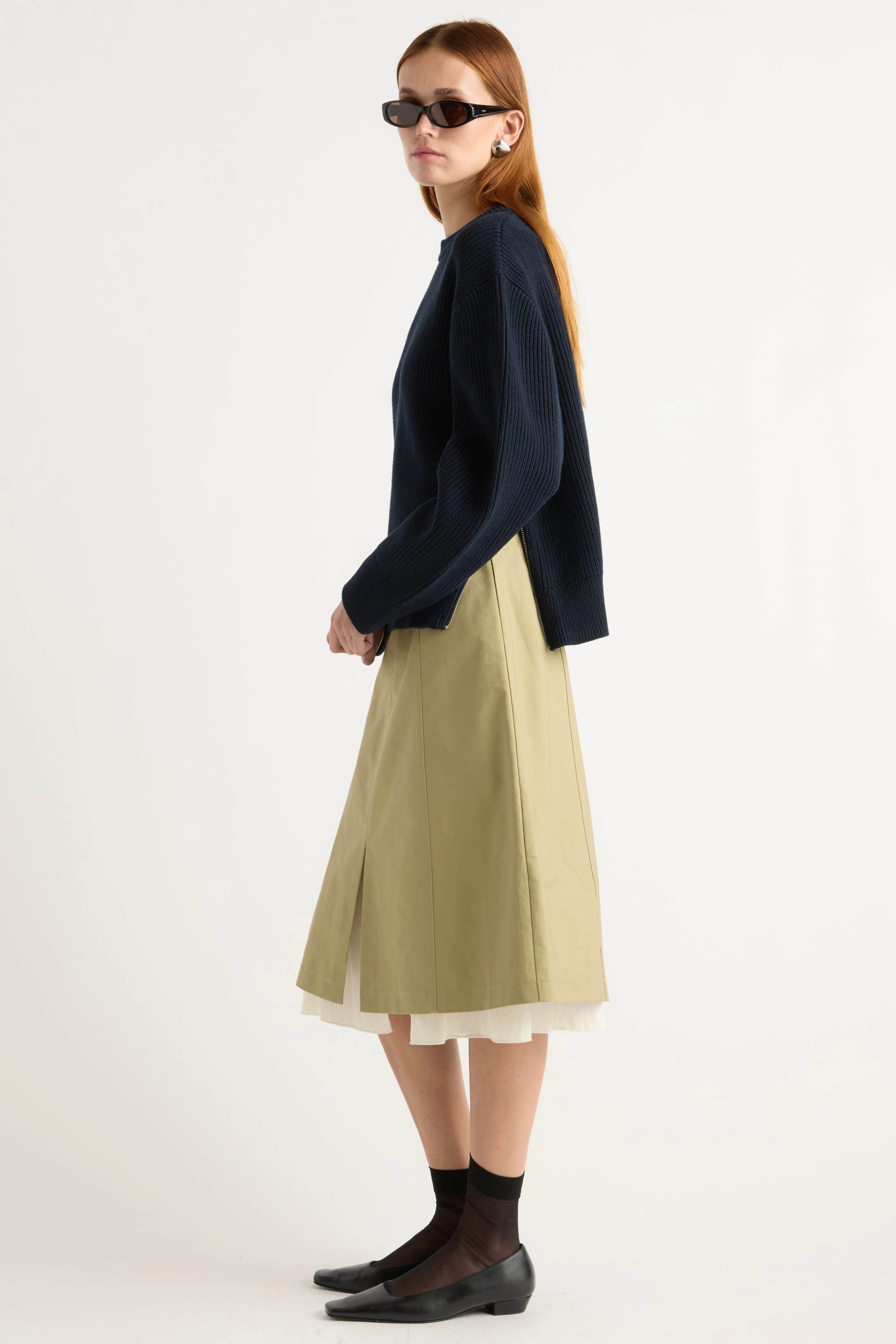 Layering Fit Warm Knit Tate Organic Cotton Side-Zip Sweater