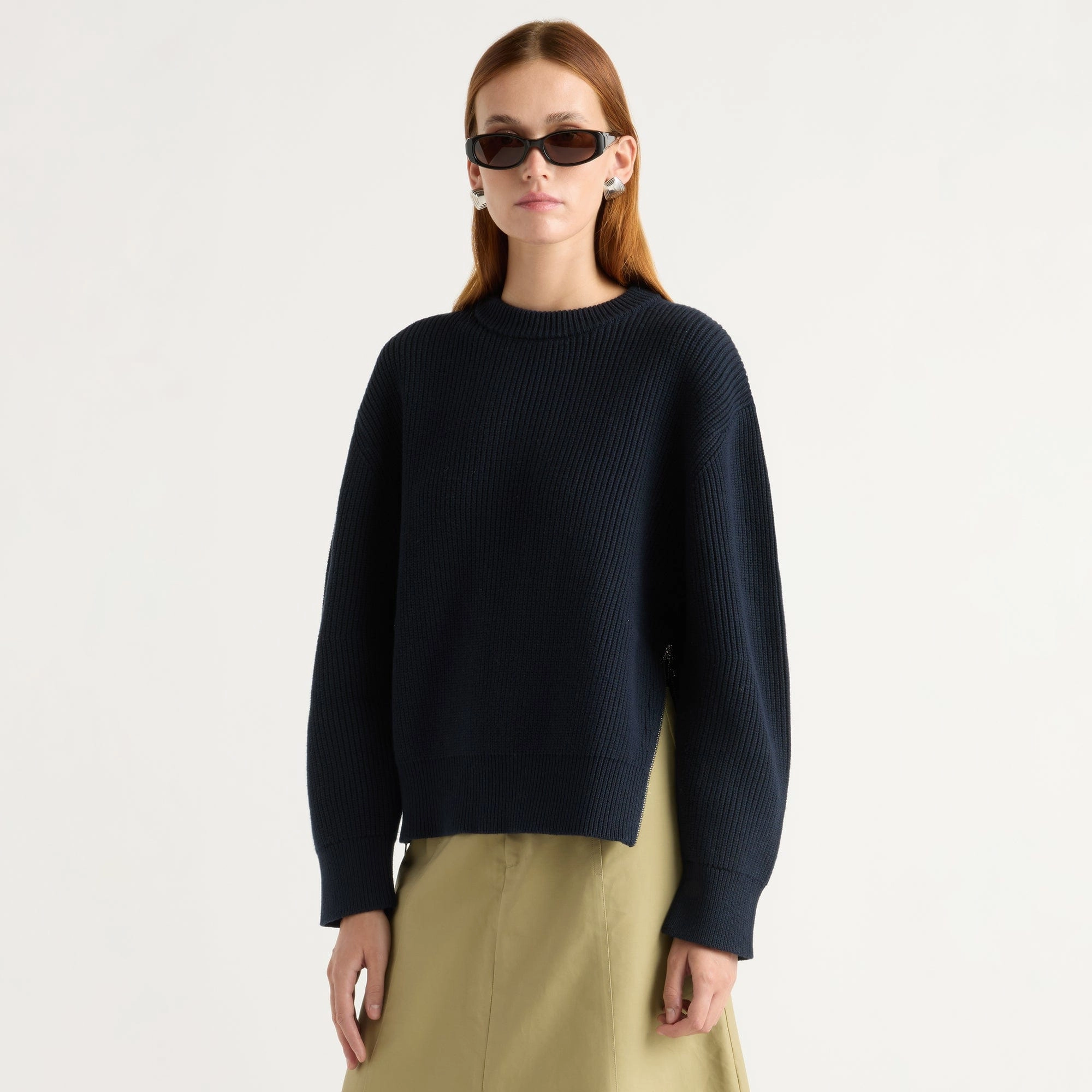 Soft Knit Layer Tate Organic Cotton Side-Zip Sweater