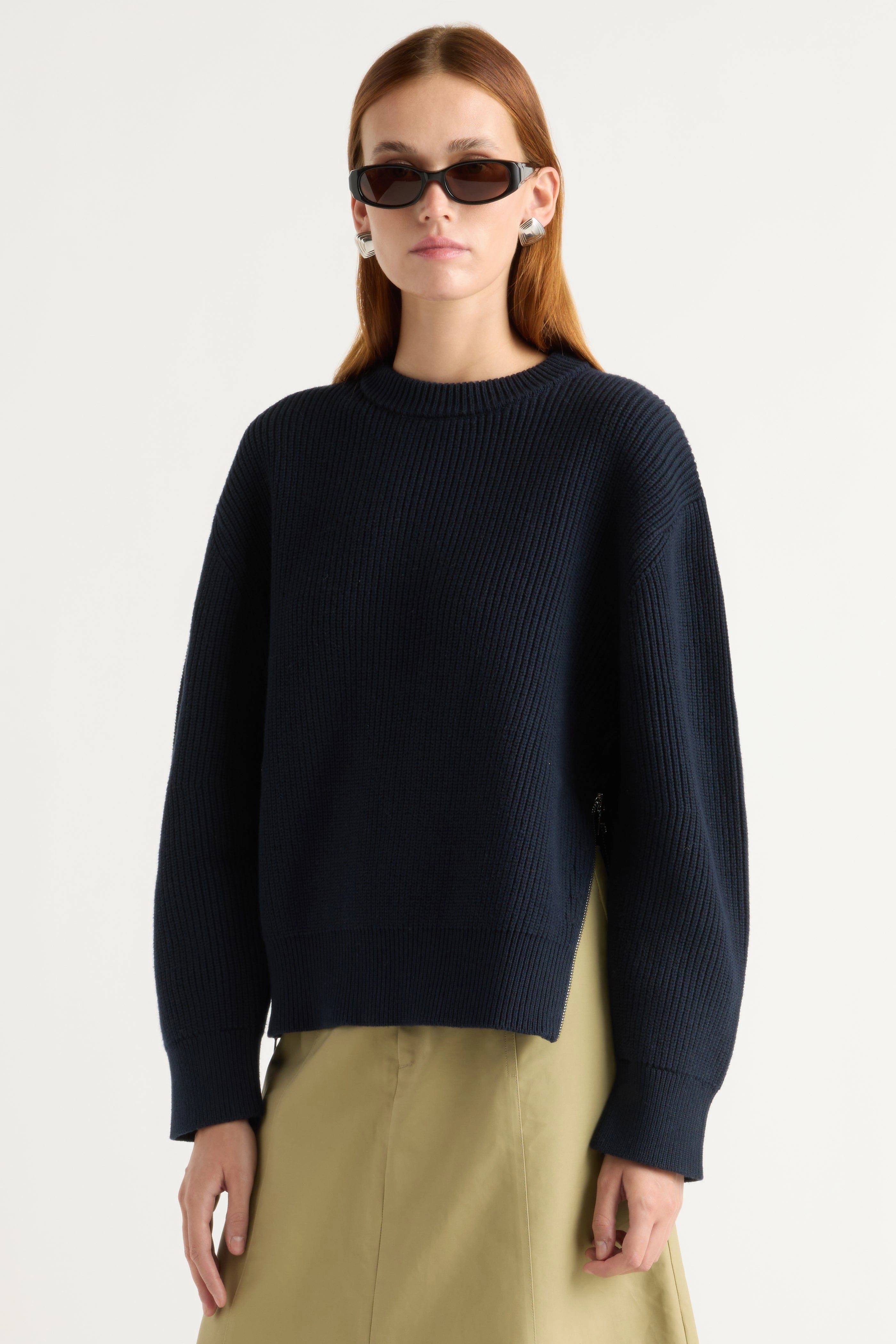 Tate Organic Cotton Side-Zip Sweater Perfect Fit Design