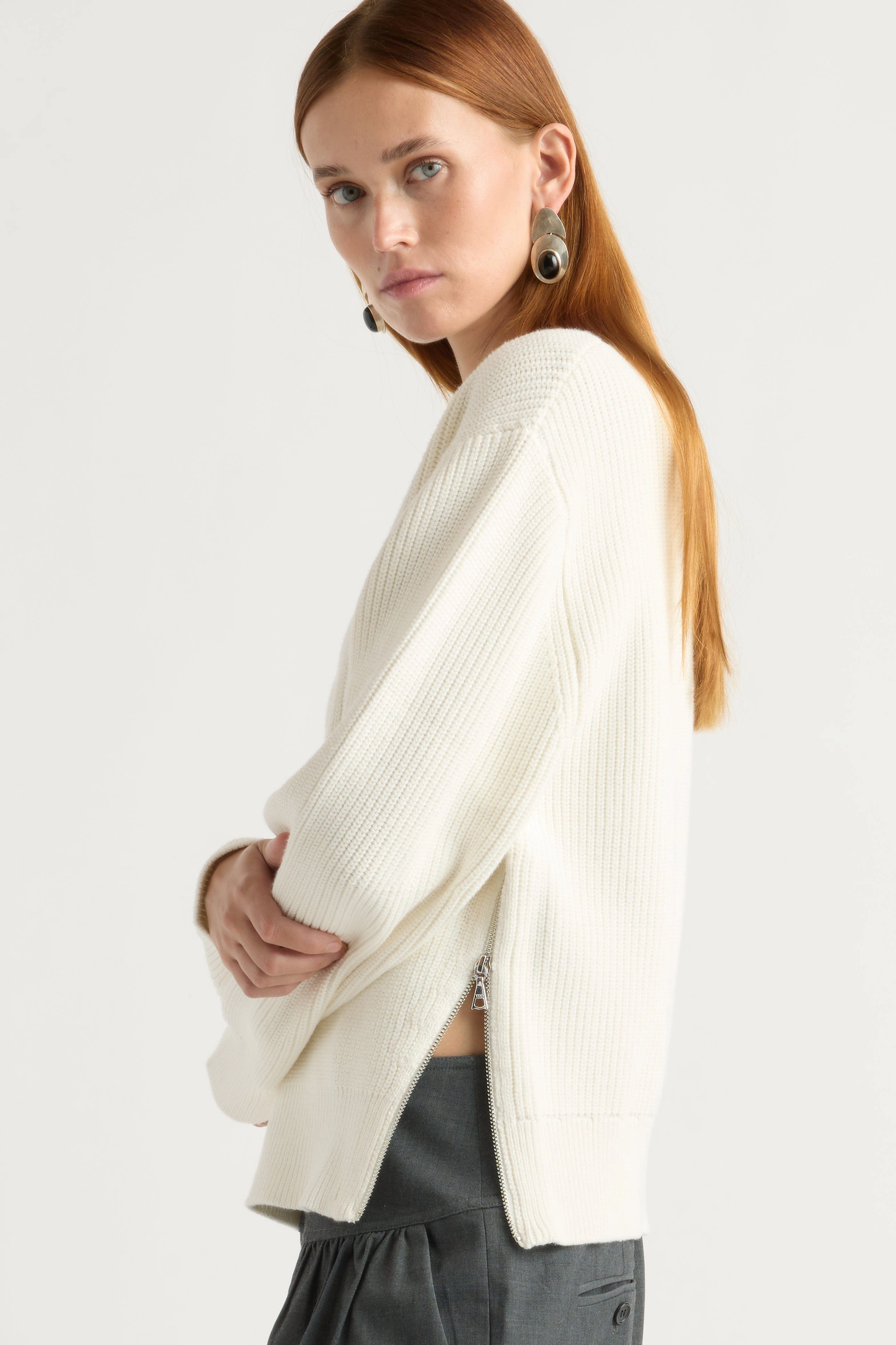 Tate Organic Cotton Side-Zip Sweater Warm Core