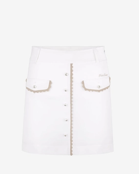 [Final sale] Pearl Lace Pocket High Waist Skirt - White Crafted Detail