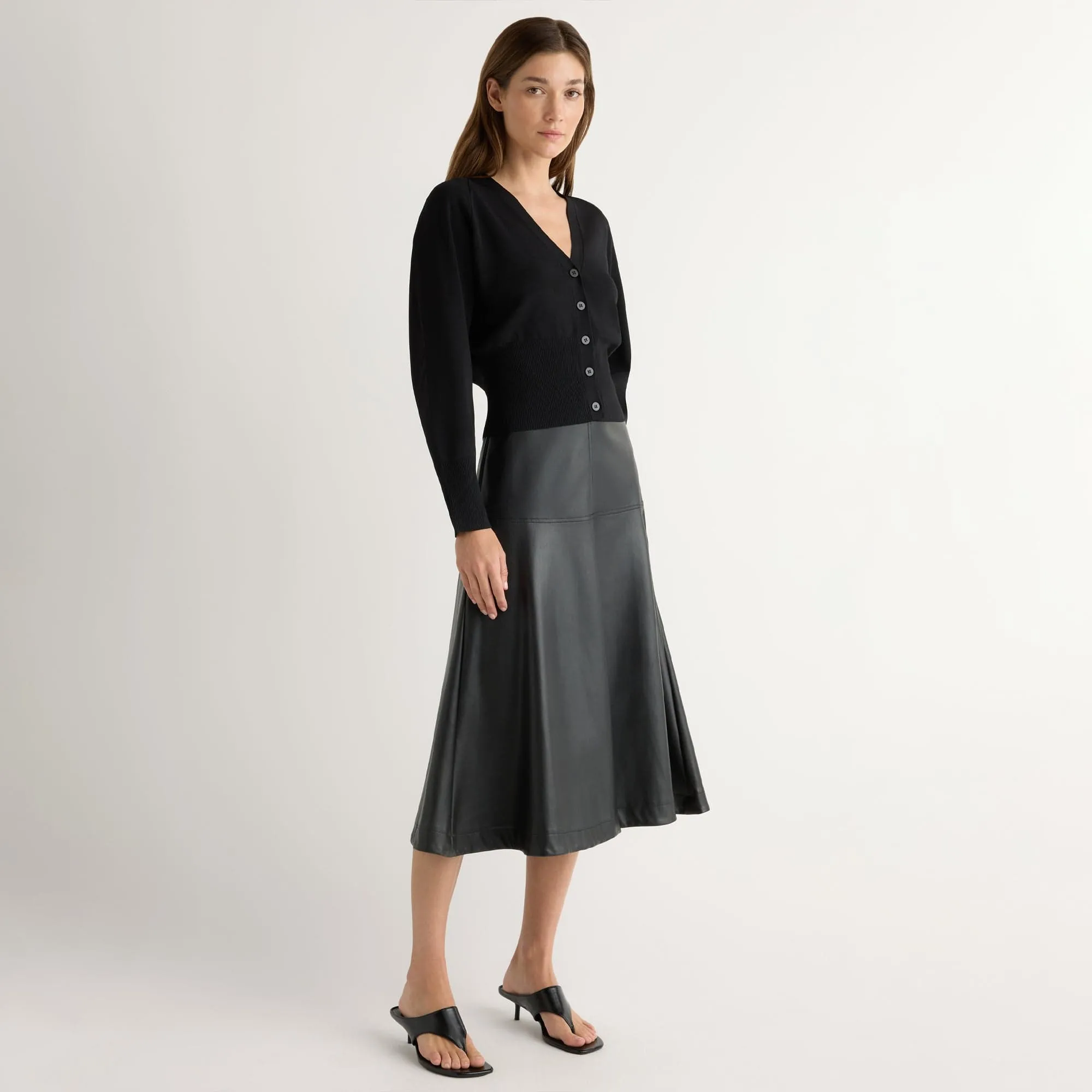 Harley A-Line Vegan Leather Skirt High Shine Contemporary Mood