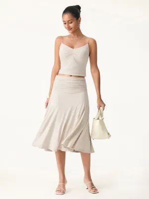 Chill Mode Flowy Side Ruched A-line Midi Skirt