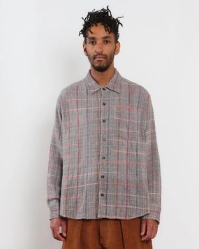 Plane Shirt - Grey Check Handloom Subtle Print