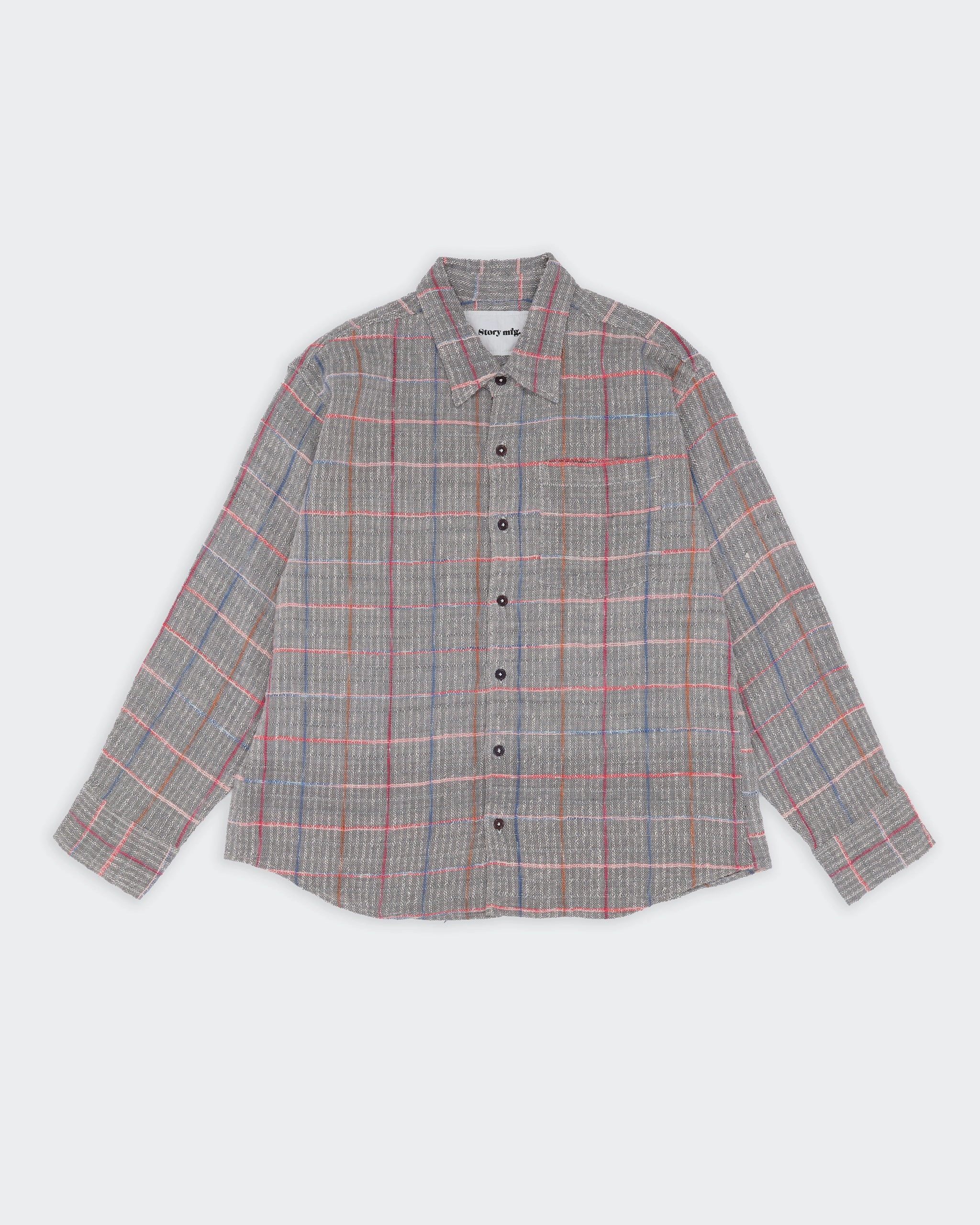 Plane Shirt - Grey Check Handloom Textured Finish Active Fit