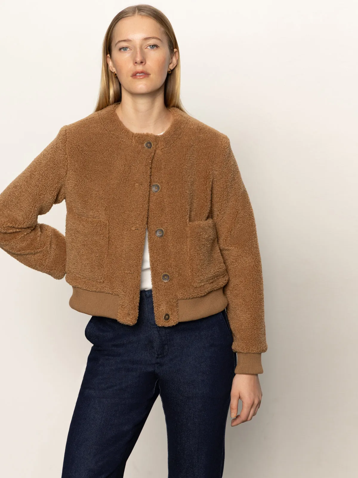 Fall Commute Outdoor Wear Teddy Cardi Bronze