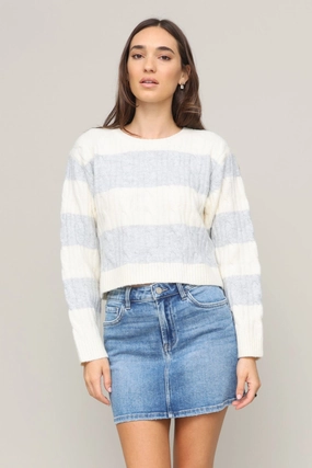 Teddy Stripe Cable Crew All Day