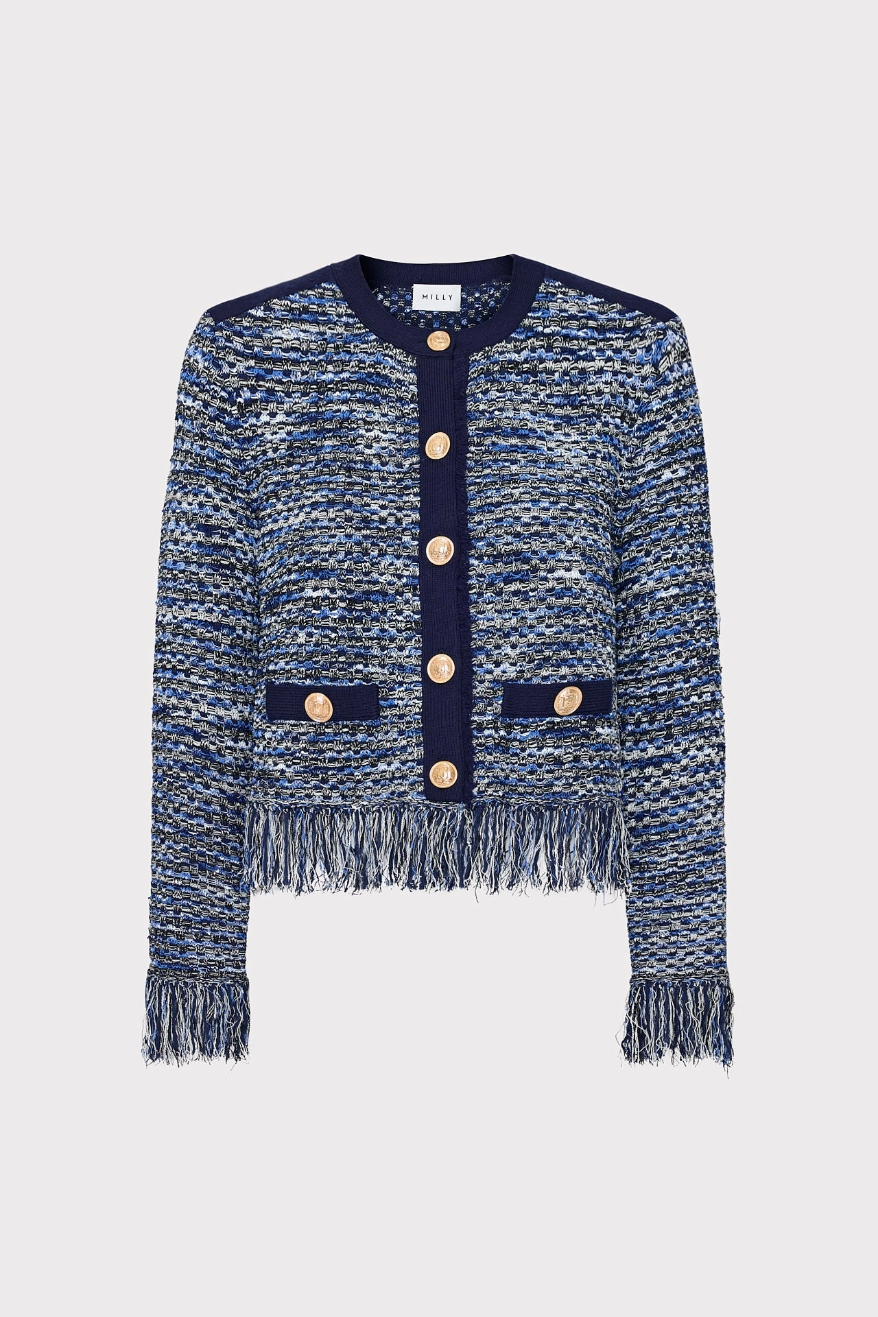 Ribbed Collar Design Kaia Textured Knit Cardigan Jacket