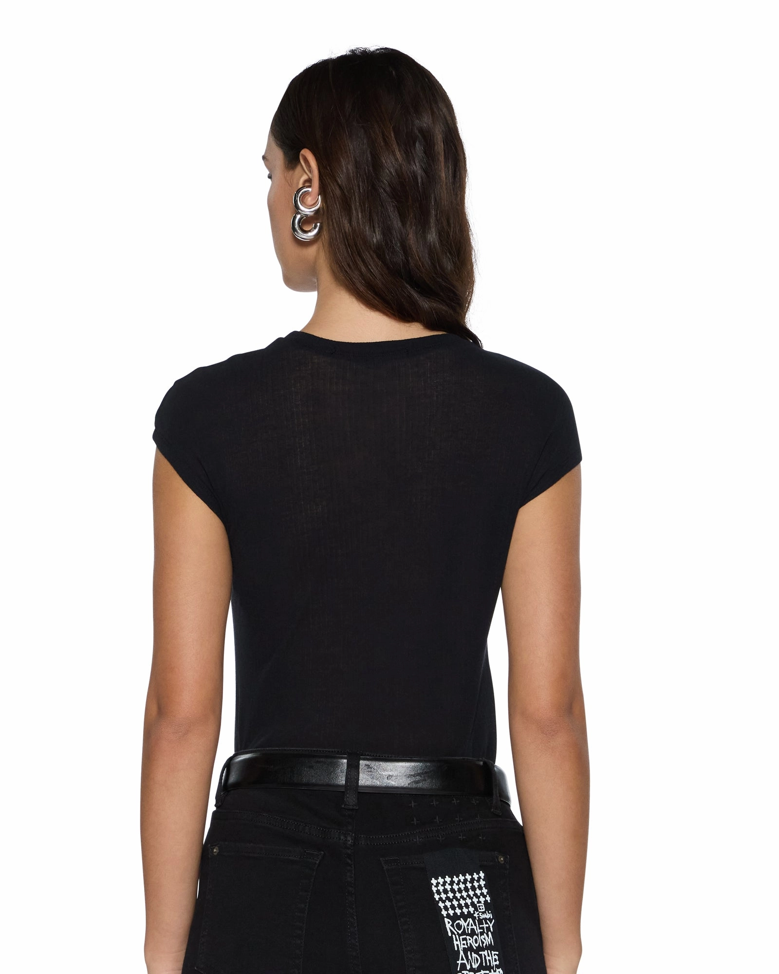 PlacketDetail Stain Repellent Coating STAPLE SS TEE BLACK SHEER