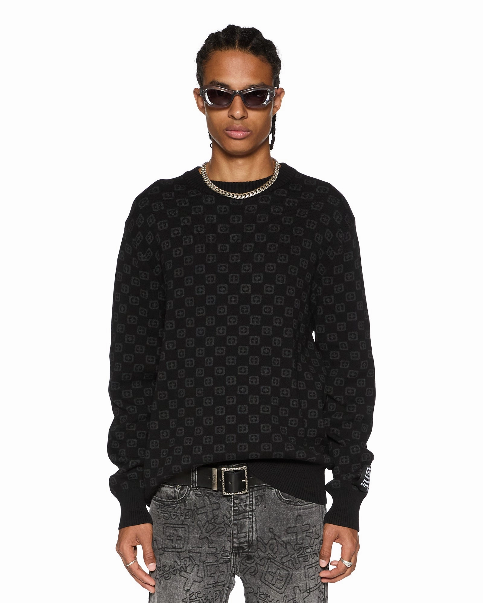 MinimalistDesign Thermal Insulation Layer BOX KNIT CREW WASHED BLACK