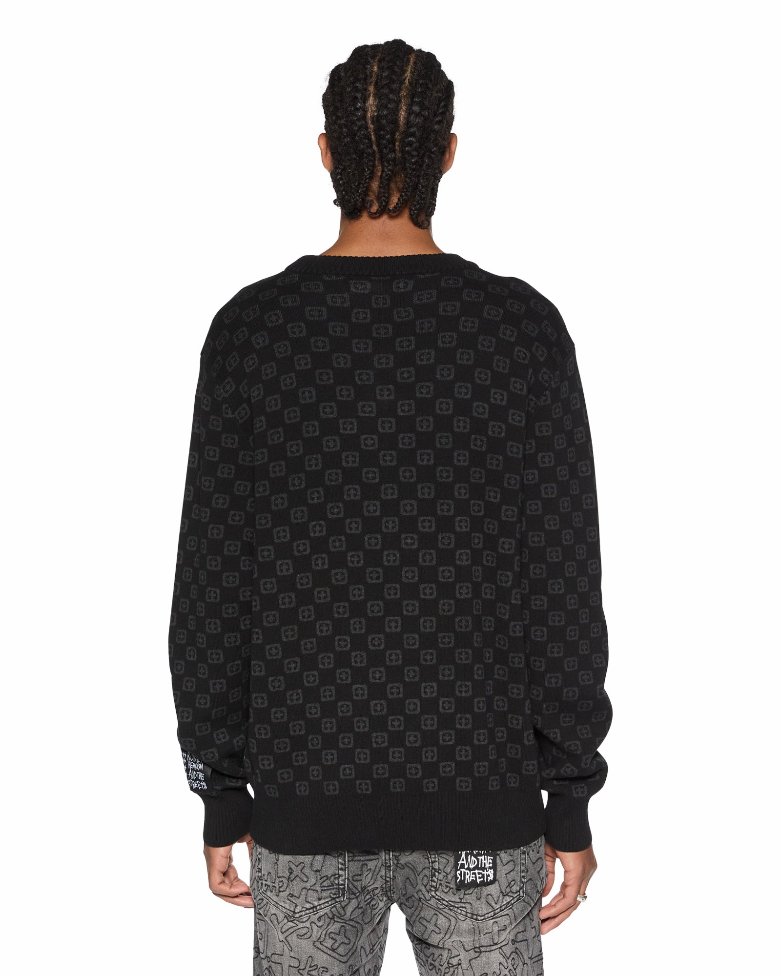 BOX KNIT CREW WASHED BLACK AntiSlipGrip