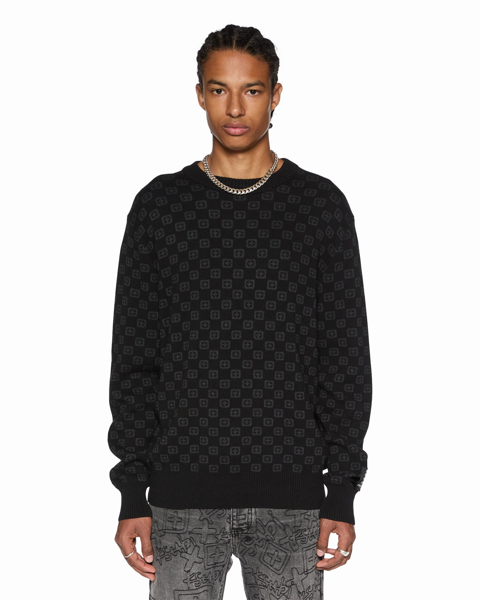 BOX KNIT CREW WASHED BLACK AntiStaticLining EcoCertified
