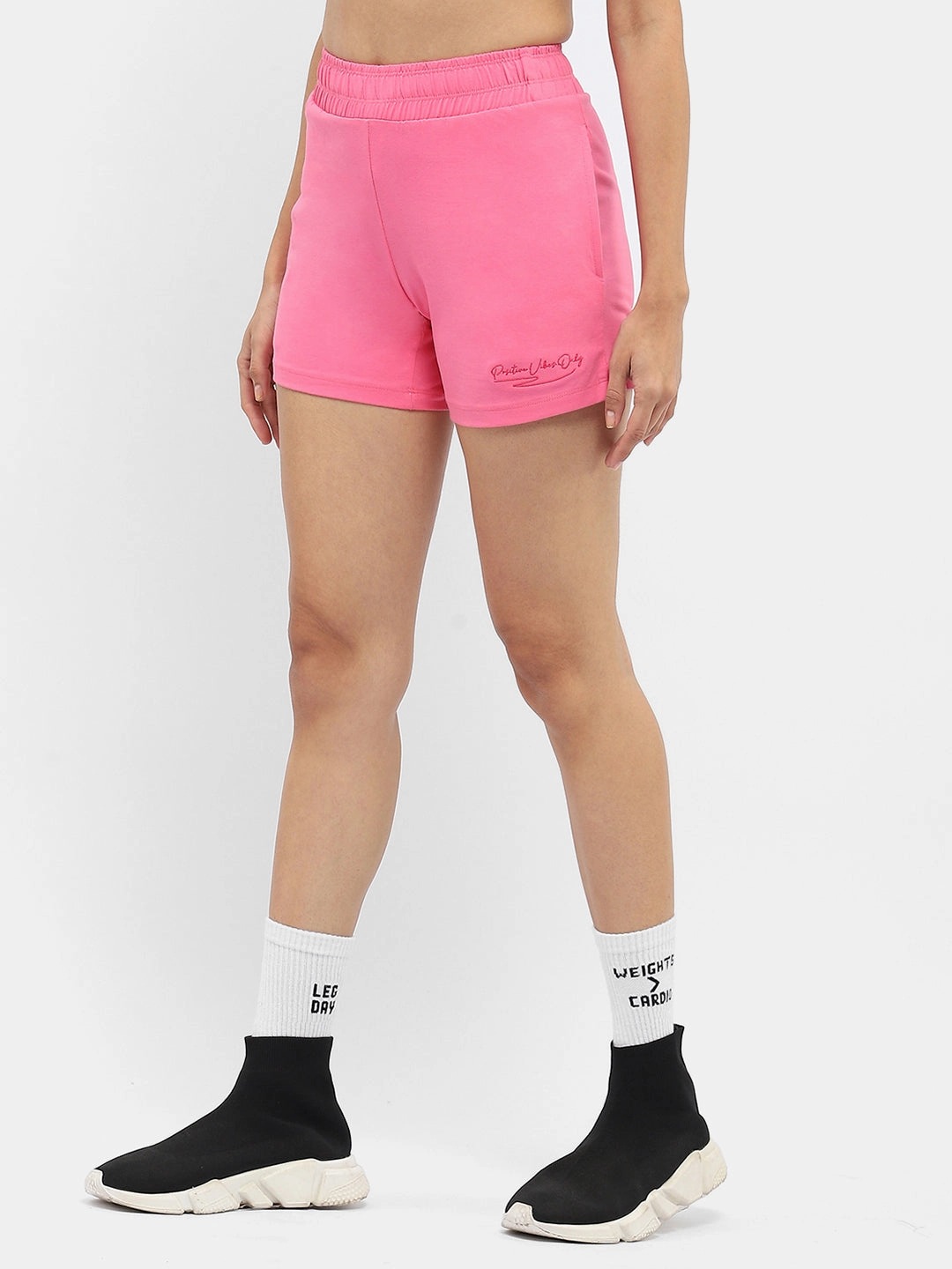 Ultra Stretch Functional Design mSECRET Typography Pink Running Shorts