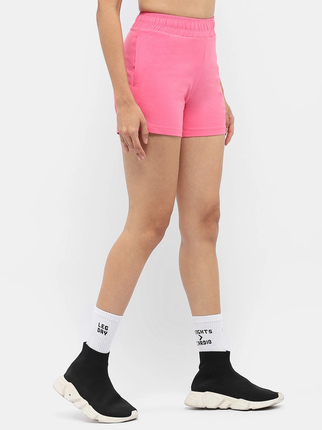 Lightweight Feel Stylish Layers mSECRET Typography Pink Running Shorts