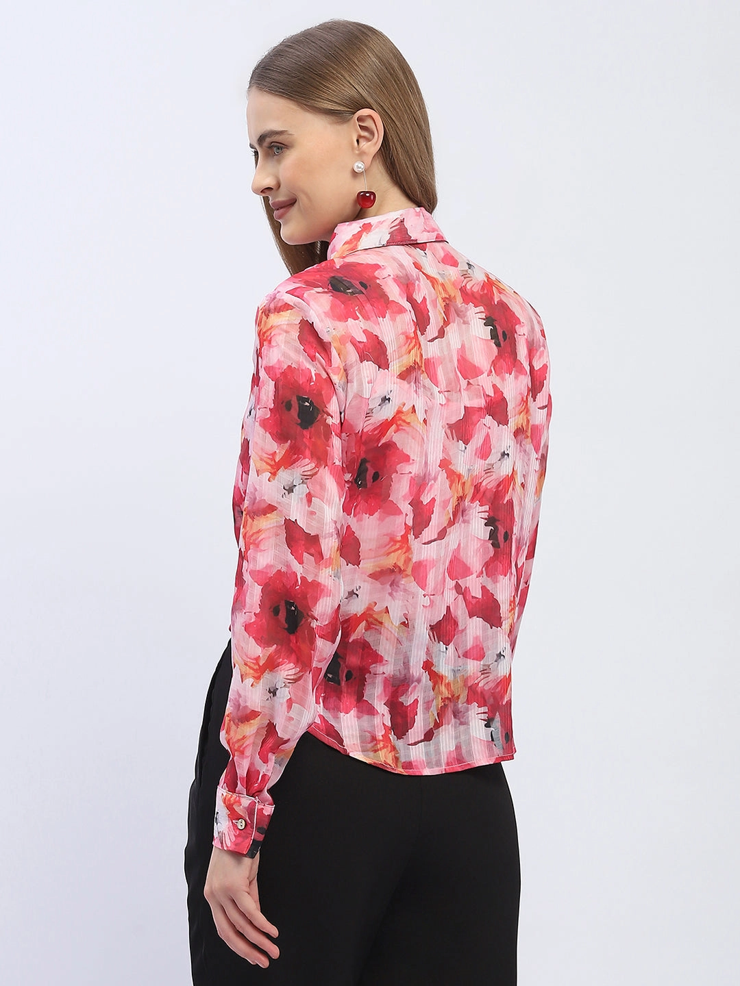 Madame Abstract Print Hot Pink Regular Top Sport Hoodie Anti Microbial Lining