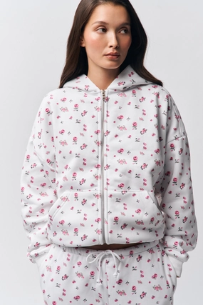 Zip Up Hoodie Zigzag Stitch Detail Cozy Lining