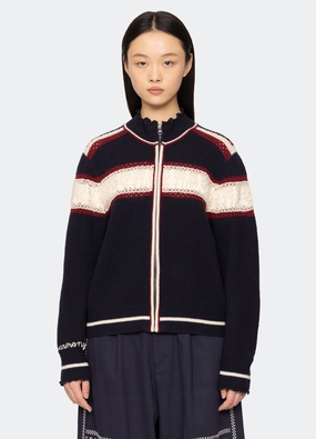 Hester Zip Cardigan Flatlock Seam Design LowMaintenance