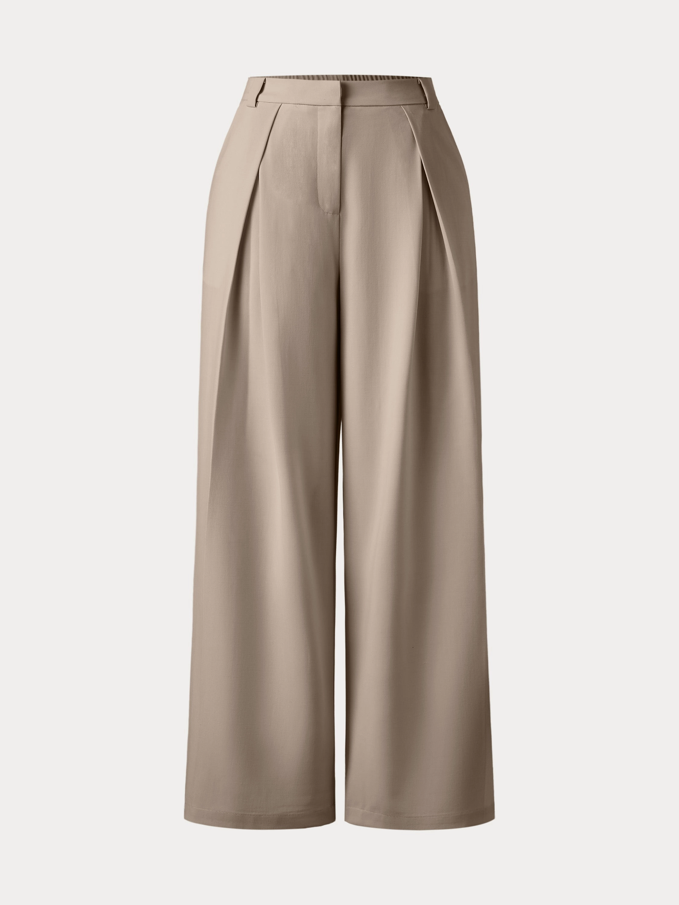 Tencel-Linen Pants Wrinkle-Free Tucked Wide Leg Trouser No Iron