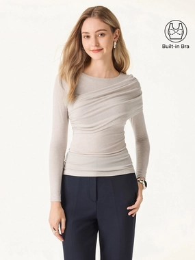 FlexibleSole Tencel-Wool Gathered Long Sleeve Brami Top