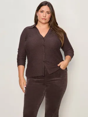 Textured Knit Dreamgirl Top Semi Sweet Extended Sizing UltraSoftBrushedInterior Casual Everyday