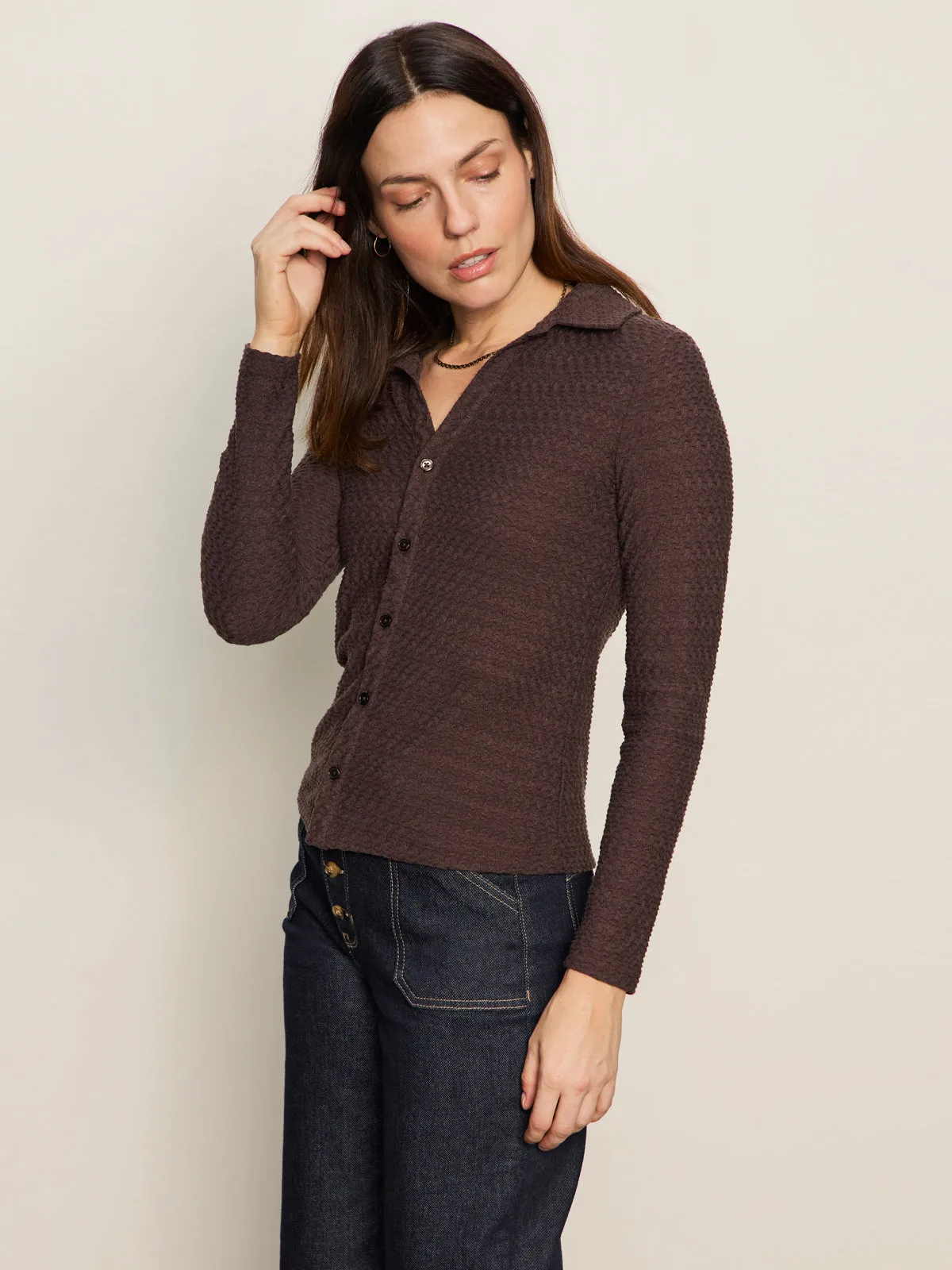 Tagless Neckline Textured Knit Dreamgirl Top Semi Sweet