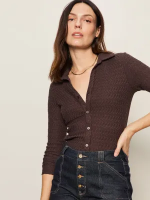 All-Season Comfort Subtle Logo Placement Textured Knit Dreamgirl Top Semi Sweet