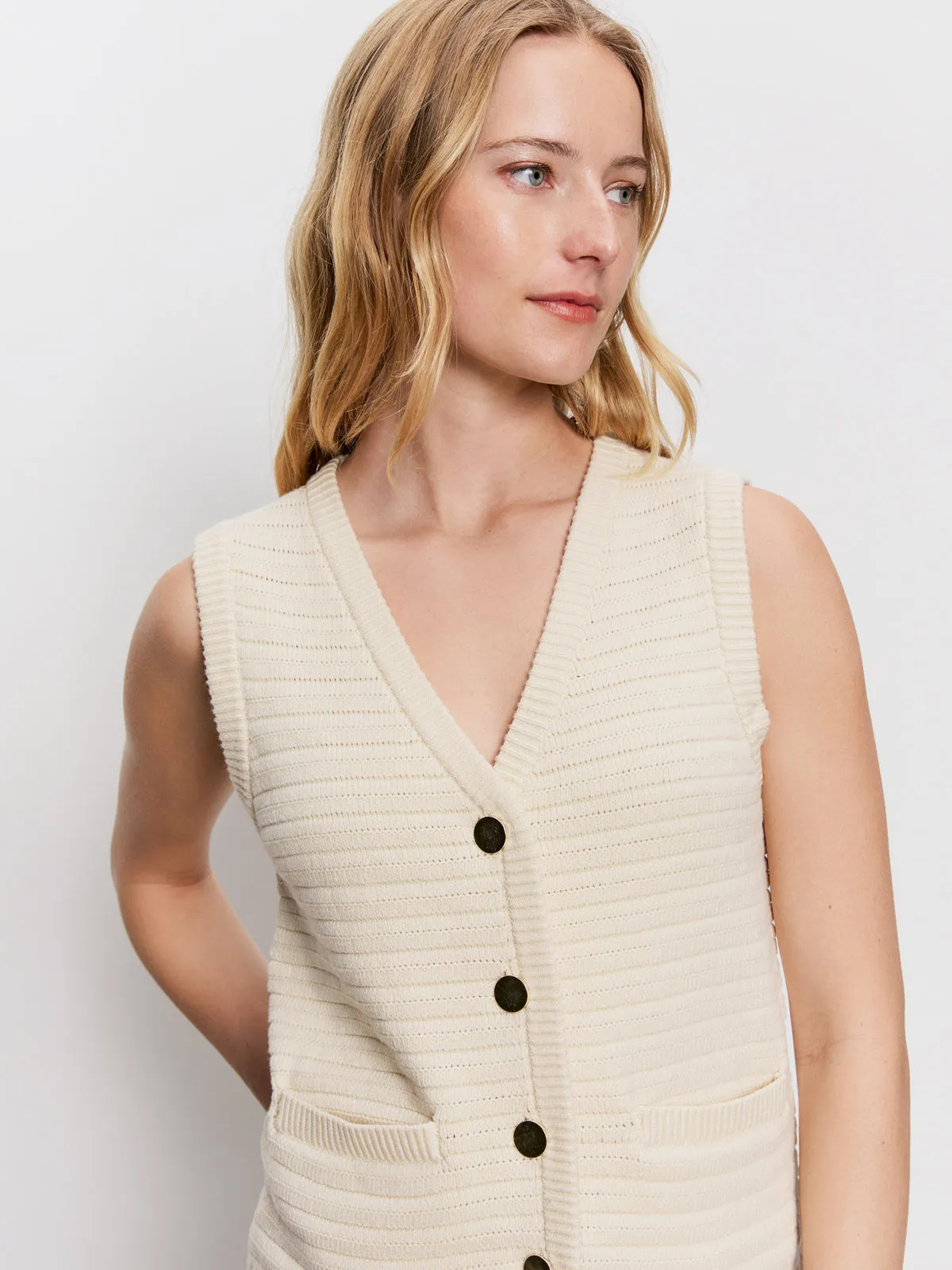 Athletic Fit Street Casual Textured Sweater Vest Macrame