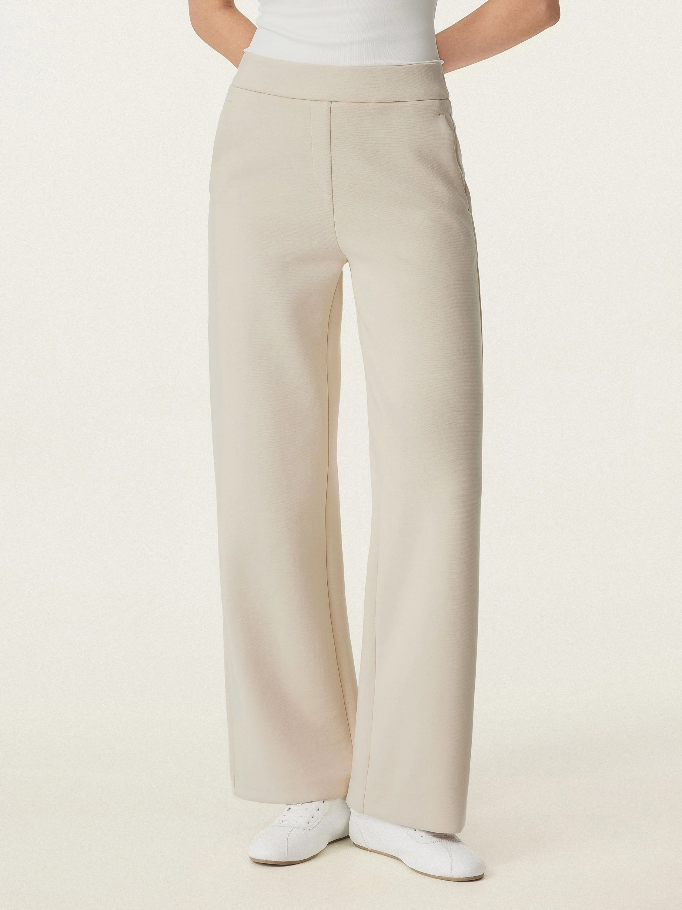 Textured Mid Rise Pull-on Straight Pant with Pockets Breathable Comfort Design