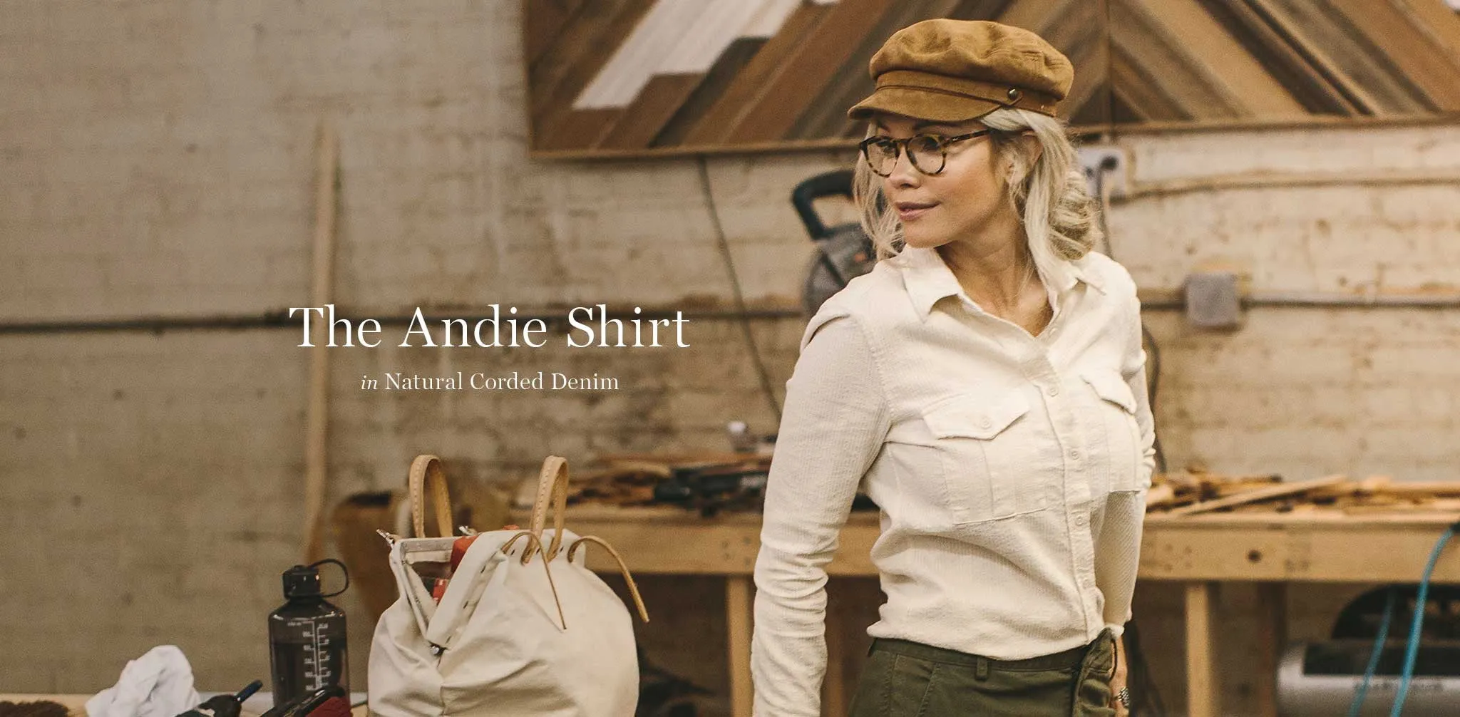 The Andie Shirt in Natural Corded Denim