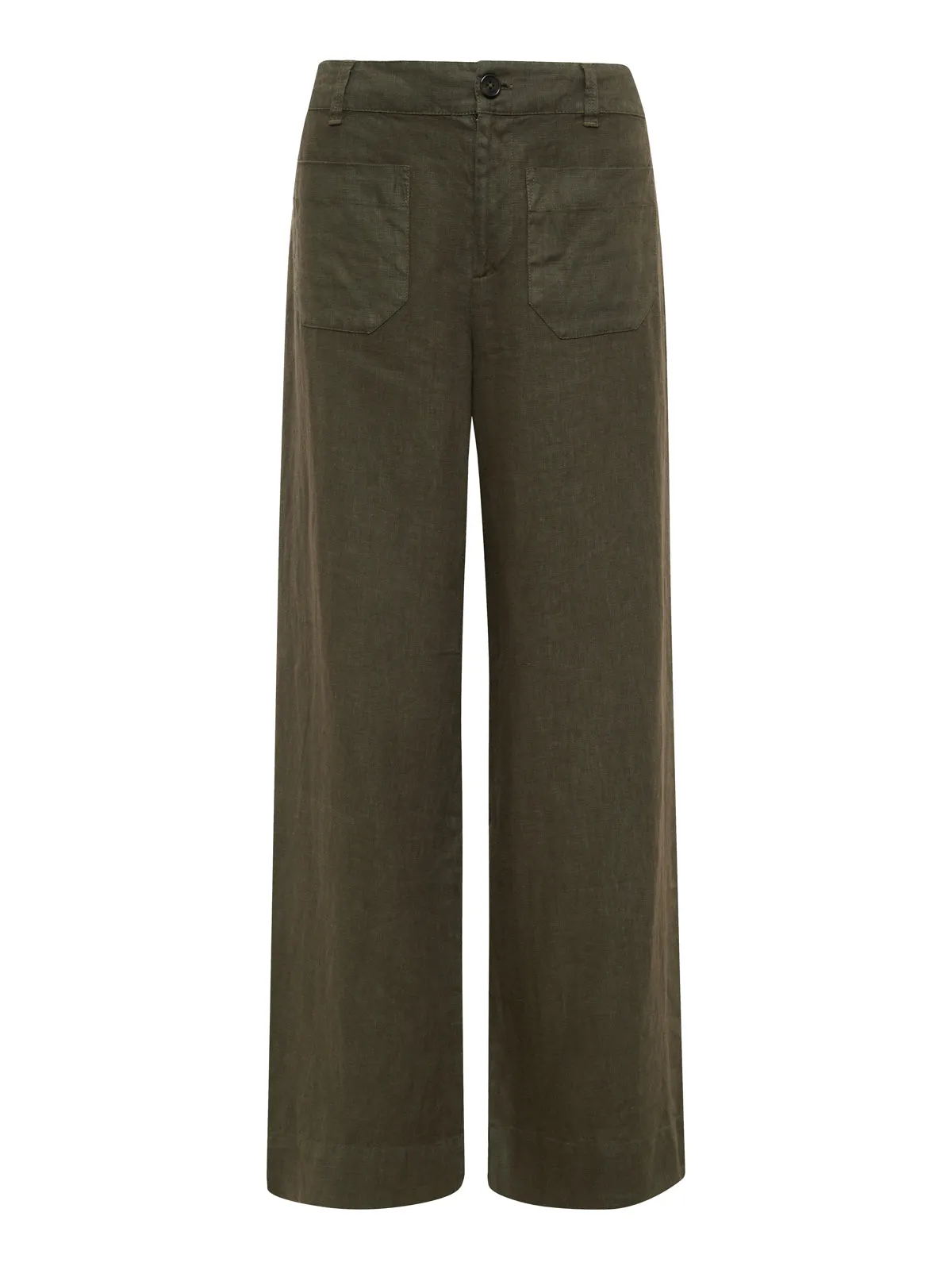 Comfortable Layers The Linen Marine Wide Leg Semi-High Rise Pant Kalamata Extended Sizing