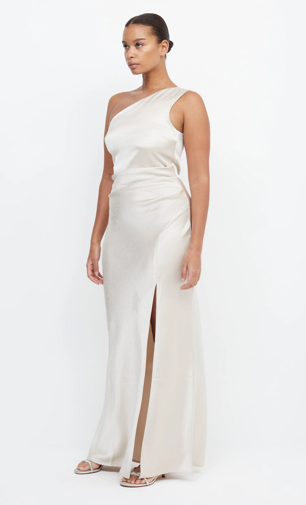 THE DREAMER ASYM DRESS - SAND Wrinkle-Free-Finish Soft Balance