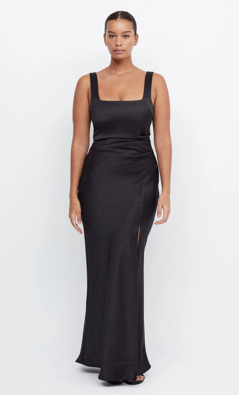 Simple formal dress THE DREAMER SQUARE NECK DRESS - BLACK