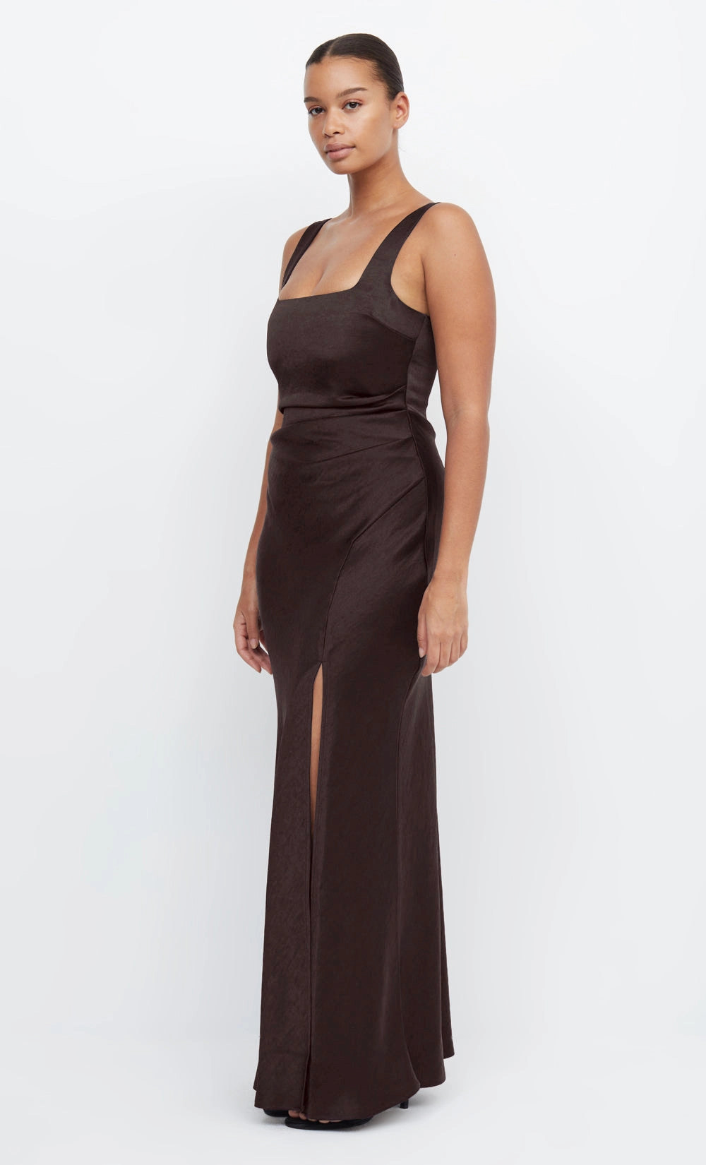 Quick Layer THE DREAMER SQUARE NECK DRESS - DARK CHOCOLATE