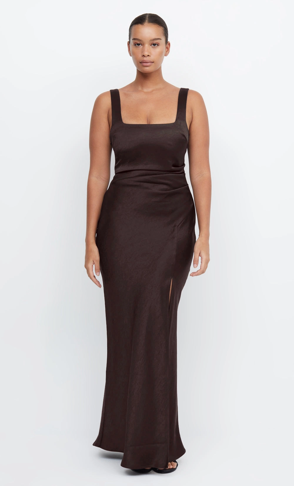 THE DREAMER SQUARE NECK DRESS - DARK CHOCOLATE Happy Glow