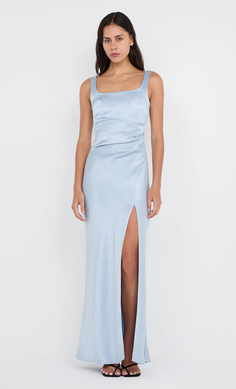 Stylish Wear Elegant Wearable THE DREAMER SQUARE NECK DRESS - DUSTY BLUE