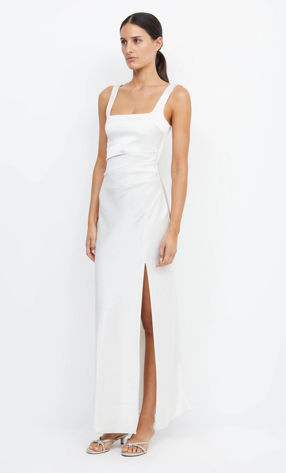 Back Glow Formal Wear THE DREAMER SQUARE NECK DRESS - IVORY