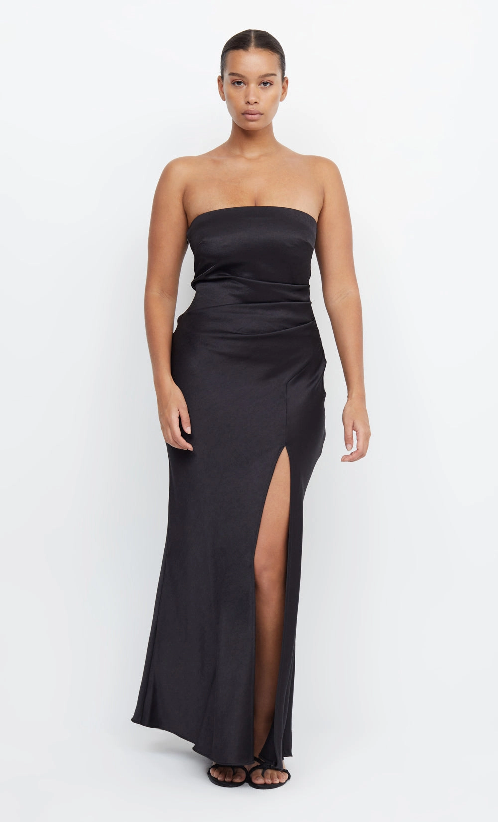 Sharp Mood Pleat-Front THE DREAMER STRAPLESS DRESS - BLACK