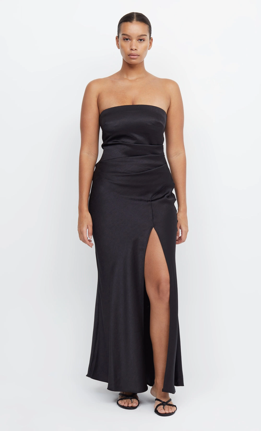 THE DREAMER STRAPLESS DRESS - BLACK Cotton-Blend Relaxed-fit maxi dress