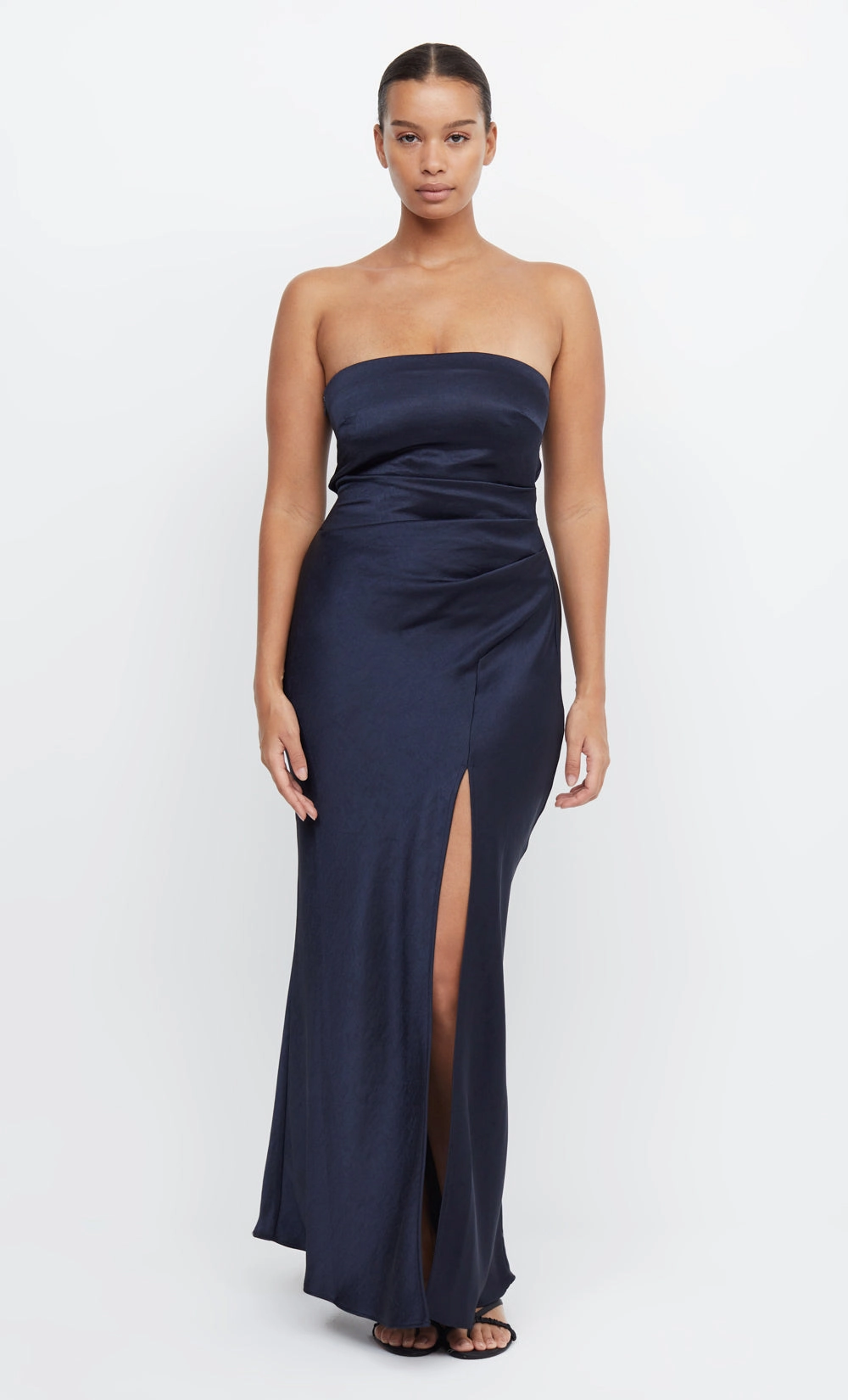 THE DREAMER STRAPLESS DRESS - INK Soft cotton blend dress