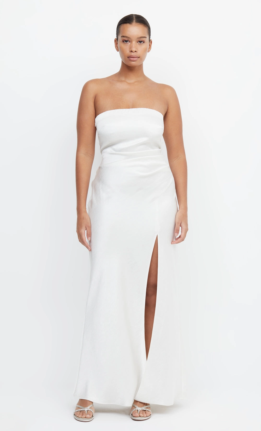 THE DREAMER STRAPLESS DRESS - IVORY Satin Glow
