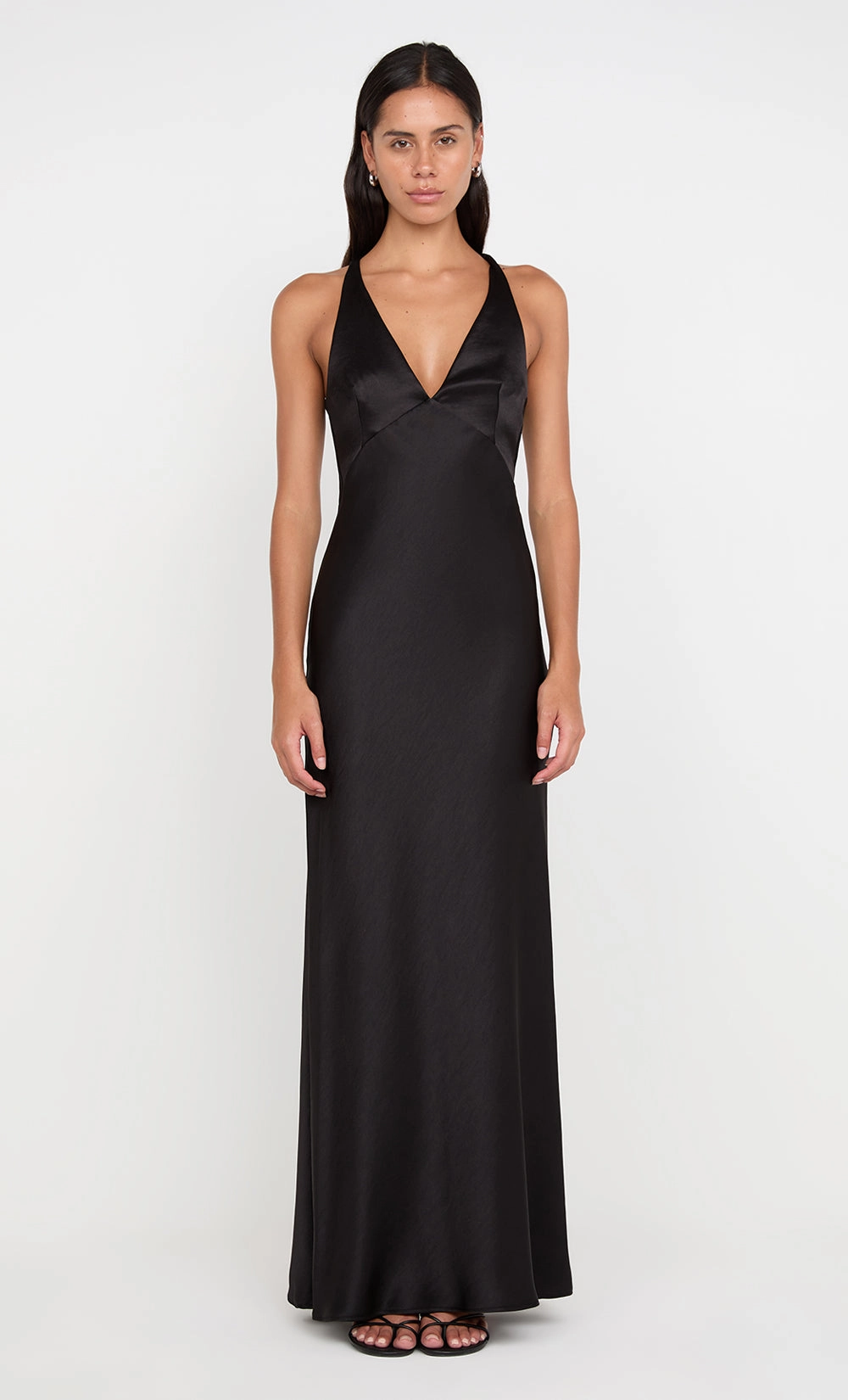 THE DREAMER V NECK DRESS - BLACK Ankle-length Light Bow