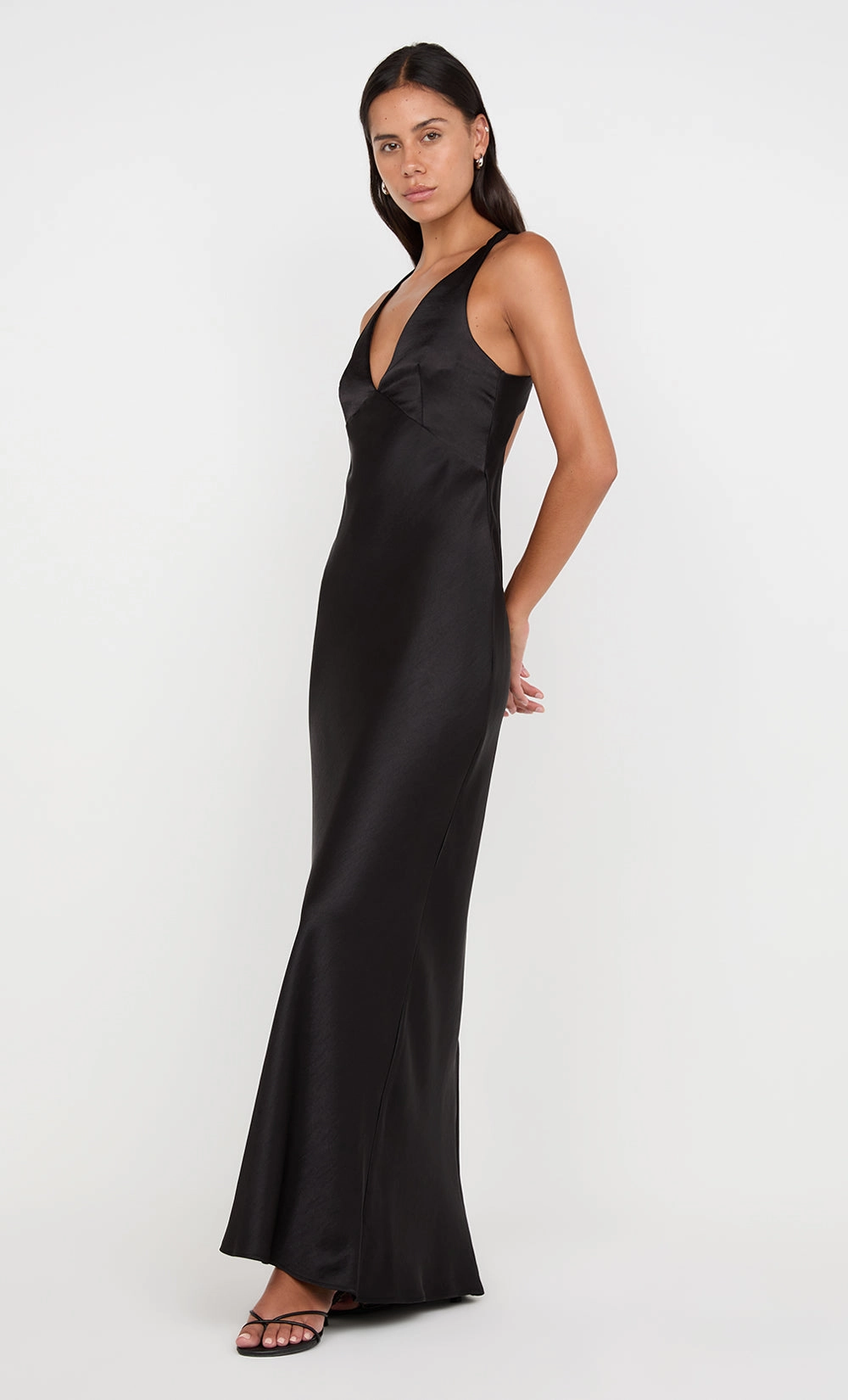 Fashion-Forward Fit Elastic-Waist THE DREAMER V NECK DRESS - BLACK