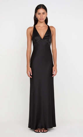 THE DREAMER V NECK DRESS - BLACK Ankle-length Light Bow