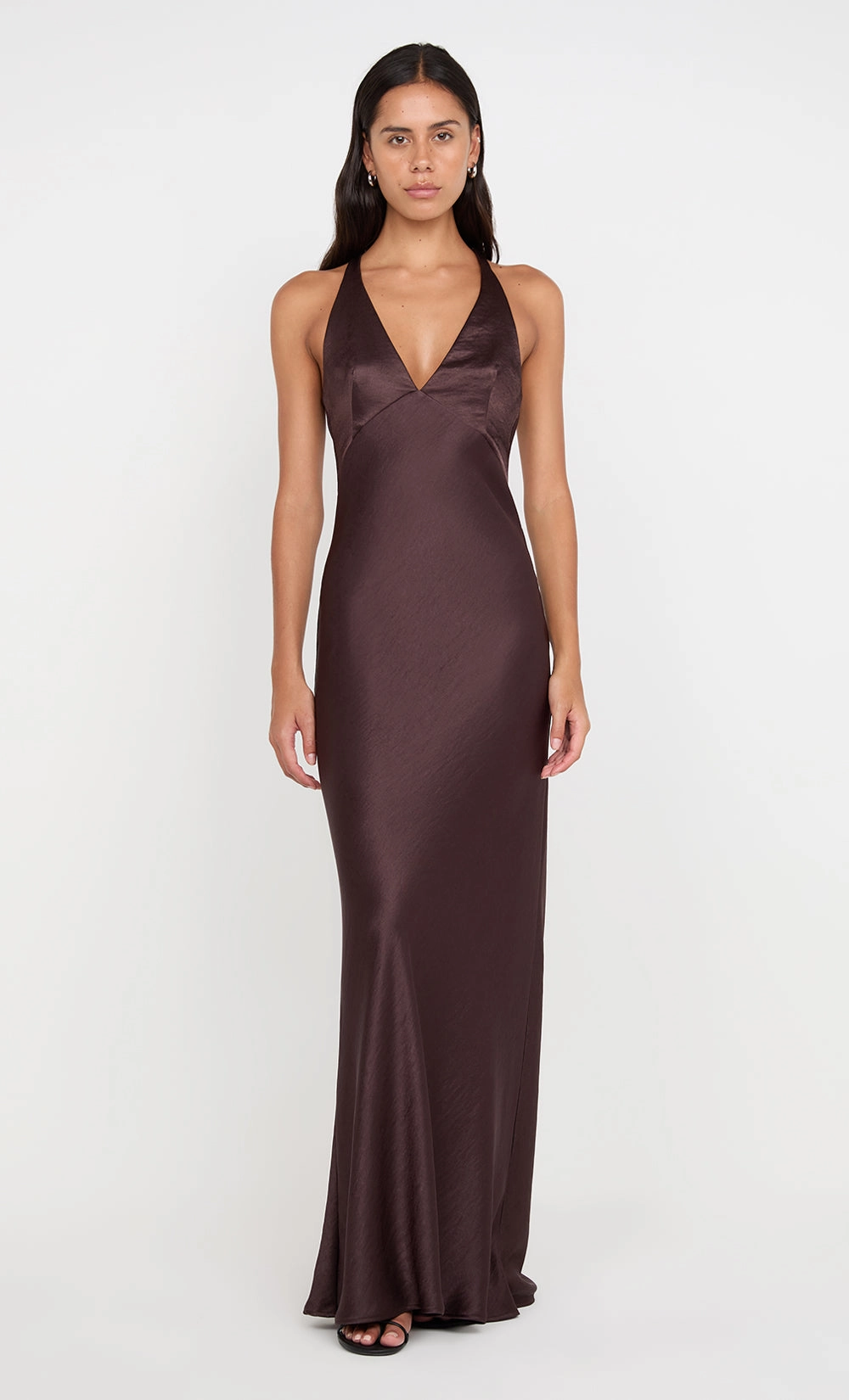 Trend Movement Tailored Cut THE DREAMER V NECK DRESS - DARK CHOCOLATE