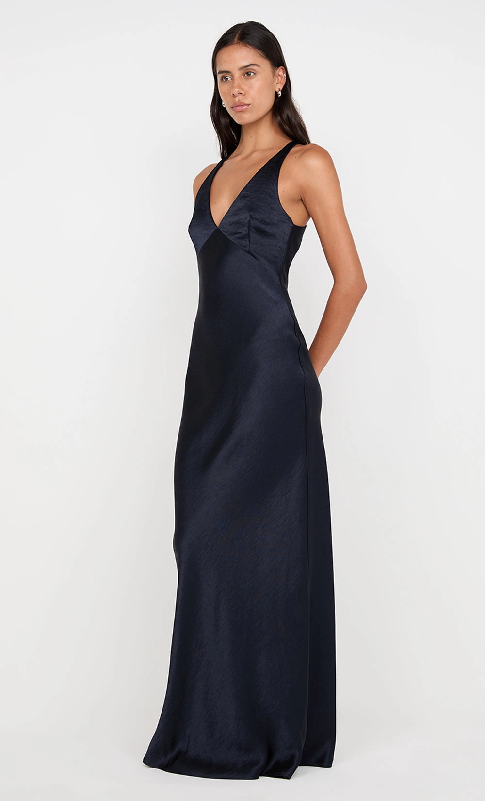 THE DREAMER V NECK DRESS - INK Layered Texture